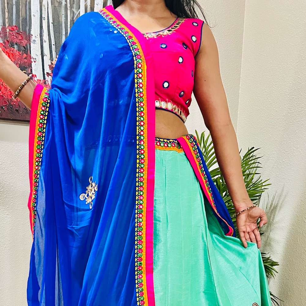 Lehenga chaniyacholi with skirt top and dupatta fits bust size 34 to 38Bollywood